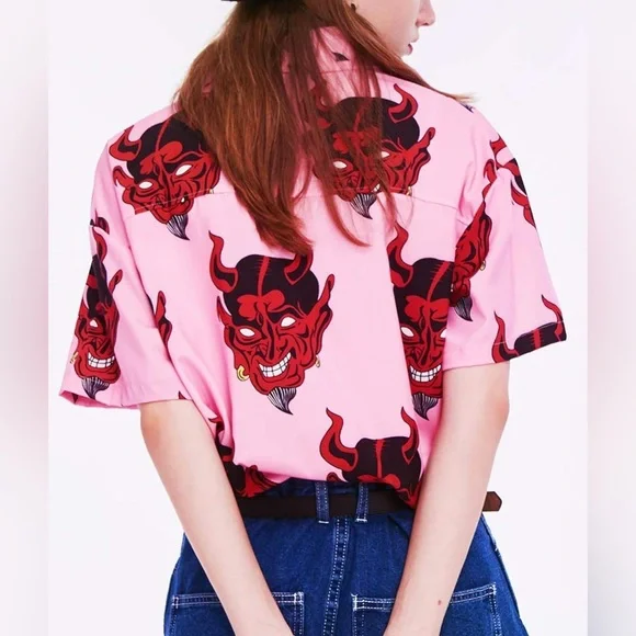 Pink Demon Print Women's Top - Picture 2 of 4